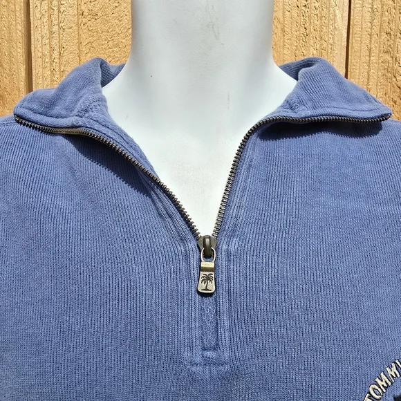Tommy Bahama Relax 1/4 Zip Sweater Mens M Faded Blue Pullover Sweatshirt - Picture 8 of 13